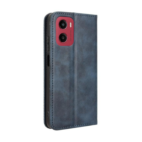 Чехол-книжка Magnetic Buckle Retro Crazy Horse Texture на Motorola Moto G05 / E15 4G - синий