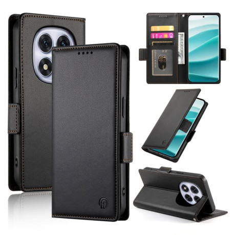 Чехол-книжка Side Buckle Magnetic Frosted Leather для Xiaomi Redmi Note 14 Pro 4G - черный