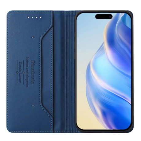 Чехол-книжка RC01 Dual-Folded Magnetic Suction RFID Leather на iPhone 16e - синий