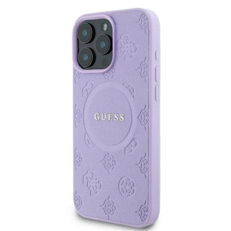 Оригинальный чехол Guess Saffiano Peony Classic Logo MagSafe iPhone 16e - Purple