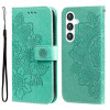 Чехол-книжка 7-petal Flowers Embossing для Samsung Galaxy S24 - зеленый