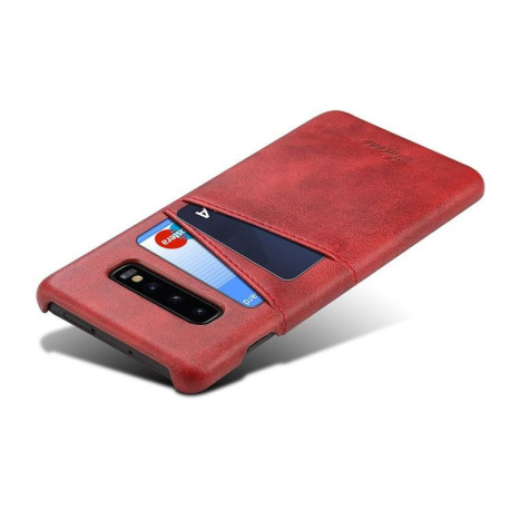Шкіряний чохол Fierre Shann Retro Oil Wax Texture на Samsung Galaxy S10 Plus- червоний