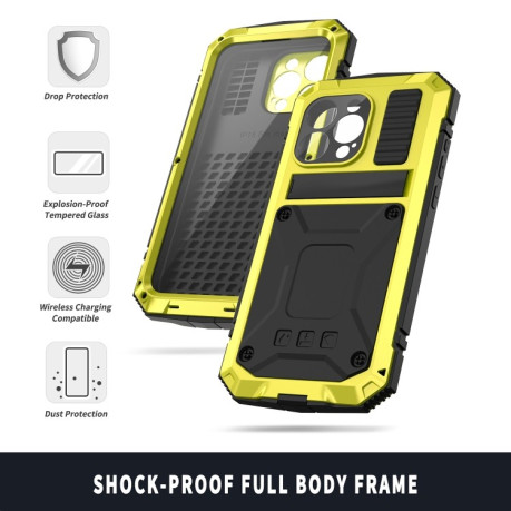 Протиударний металевий чохол R-JUST Dustproof на iPhone 15 Pro Max - жовтий