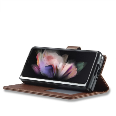 Чехол книжка LC.IMEEKE Calf Texture на Samsung Galaxy Fold4 5G - коричневый