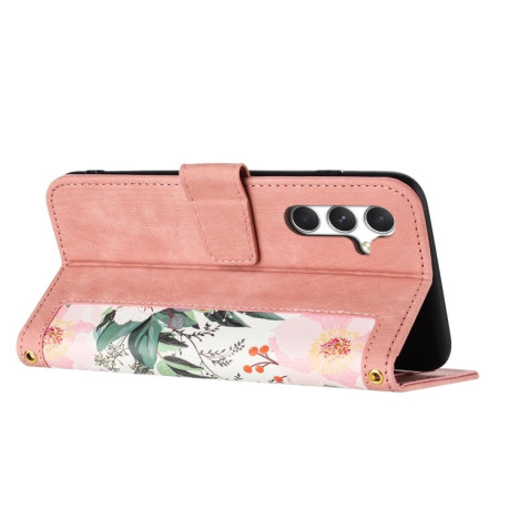 Чехол-книжка Floral Pattern Leather для Samsung Galaxy A56 5G - розовый