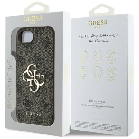 Оригінальний чохол Guess Big Metal Logo для iPhone 16e - Brown