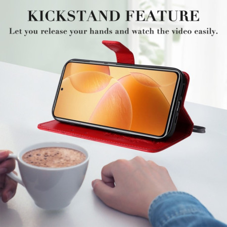 Чехол-книжка Embossed Butterfly для Xiaomi 14T Pro - красный