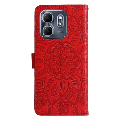 Чехол-книжка Embossed Sunflower для Infinix Hot 50i / Smart 9 - красный
