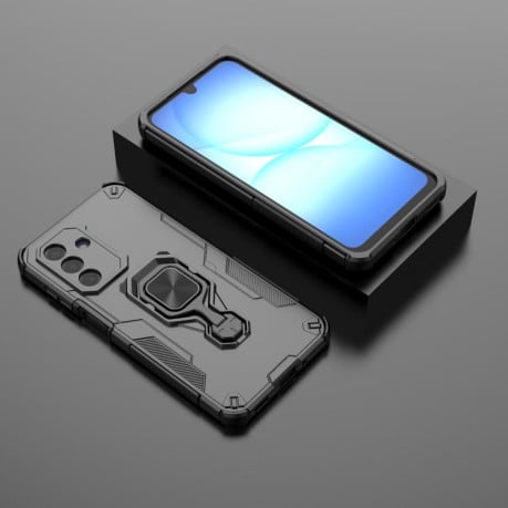 Противоударный чехол Metal Kickstand TPU Hybrid PC на Samsung Galaxy A17 5G - черный