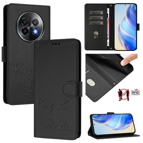 Чохол-книжка Embossing Stripe RFID для Realme 13+ 5G/13 Pro 5G/13 Pro+ - чорний