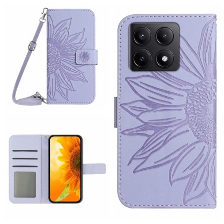 Чехол-книжка Skin Feel Sun Flower для Xiaomi 14T 5G Global - фиолетовый