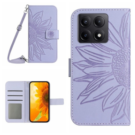 Чехол-книжка Skin Feel Sun Flower для Xiaomi 14T Pro 5G Global - фиолетовый