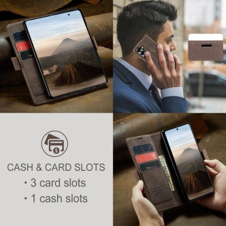Чехол-книжка CaseMe-013 Multifunctional на Samsung Galaxy Fold 7 - кофейный