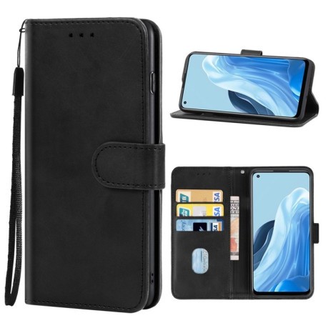 Чехол- книжка Leather Phone Case для OPPO Reno7 4G-черный