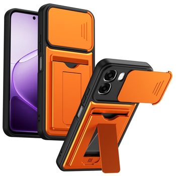 Чехол Escase с отделением на карт и слайдером камеры на OPPO A6 4G / A6 5G / A6x 4G / A6x 5G — оранжевый