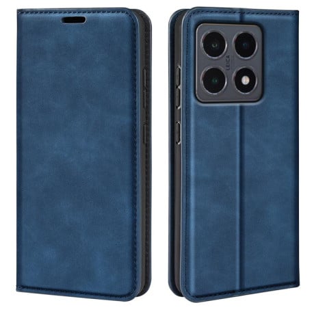 Чехол-книжка в стиле Retro мягкое покрытие Skin Feel деловой дизайн на Xiaomi 15T - синий
