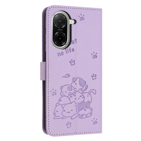 Чохол-книжка Embossed Kitten Phone Leather для Xiaomi Redmi A5 4G / Poco C71 - фіолетовий
