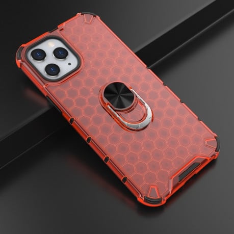 Протиударний чохол Honeycomb Ring Holder на iPhone 12 Mini - червоний
