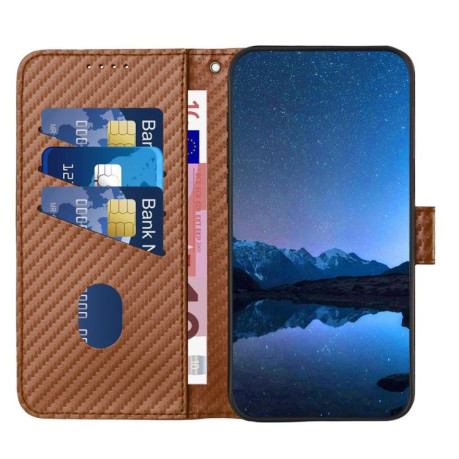 Чехол-книжка Carbon Fiber Texture на Realme GT7 Pro  - кофейный