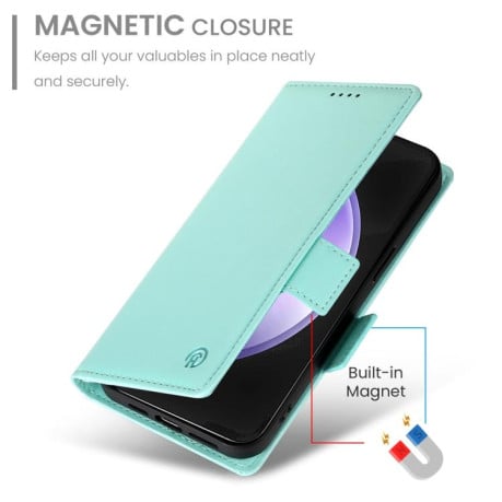 Чохол-книжка Side Buckle з магнітною застібкою та матовою шкірою на Samsung Galaxy S25 FE 5G - зелений