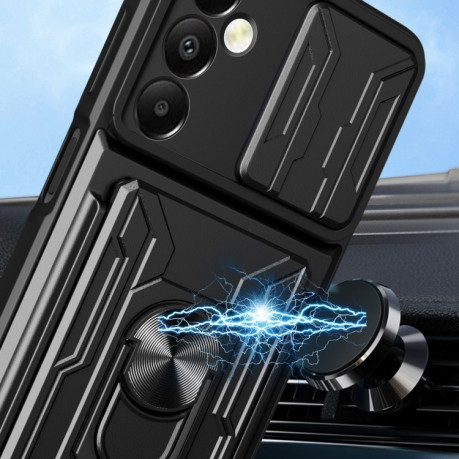 Противоударный чехол Sliding Camshield Card для Samsung Galaxy A05s - черный