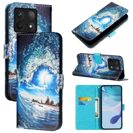 Чохол-книжка Colored Drawing Pattern Plain Weave Leather для Xiaomi 14T Pro - Waves And Sun