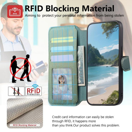 Чохол-книжка Twill Fabric з MagSafe RFID+кишенька на карт на Samsung Galaxy A07 4G / 5G - зелений