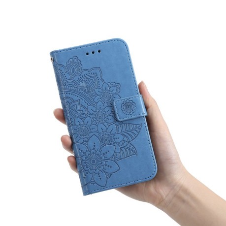 Чехол-книжка 7-petal Flowers Embossing для Xiaomi Redmi 10 - синий