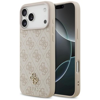 Оригинальный чехол Guess 4G Ring Classic Logo MagSafe для iPhone 17 Pro Max / 18 Pro Max - White — розовый