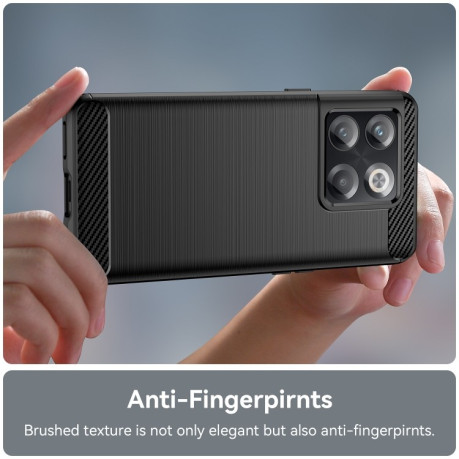 Противоударный чехол Brushed Texture Carbon Fiber на OnePlus 10T/Ace Pro - черный