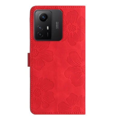 Чохол-книжка Flower Embossing Pattern для Xiaomi Redmi Note 12S - червоний