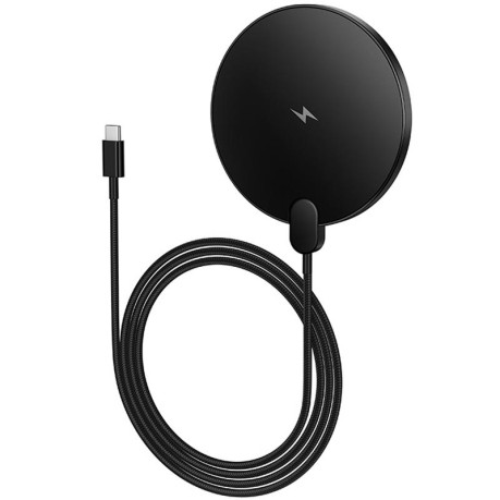 Беспроводная зарядка Hoco CW62 Peak с дисплеем и кабелем 15W - черная