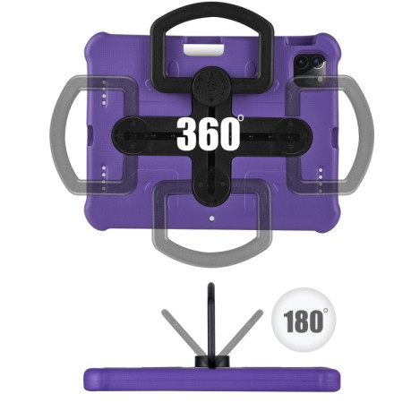 Противоударный чехол Shield 360 Rotation Handle EVA Shockproof для iPad Pro 11 2024 - черно-фиолетовый