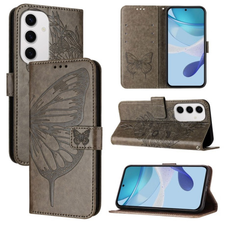 Чохол-книжка Embossed Butterfly для Samsung Galaxy S24 FE 5G - сірий