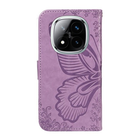 Чехол-книжка Swallowtail Butterfly Embossed Leather для Xiaomi Redmi Note 14 Pro / 14 Pro+ 5G - фиолетовый