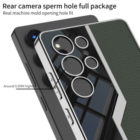 Противоударный чехол GKK Plating TPU + Leather Supercar  для Samsung Galaxy S25 Ultra 5G - серый