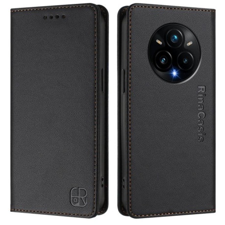Чохол-книжка RC01 Dual-Folded Magnetic Suction RFID Leather на Realme 14 Pro+ 5G - чорний