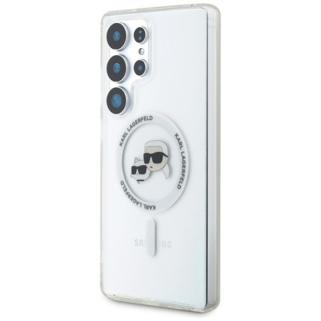 Оригінальний чохол Karl Lagerfeld Button Karl &amp; Choupette Heads Printed Logo MagSafe для Samsung Galaxy S25 Ultra - white