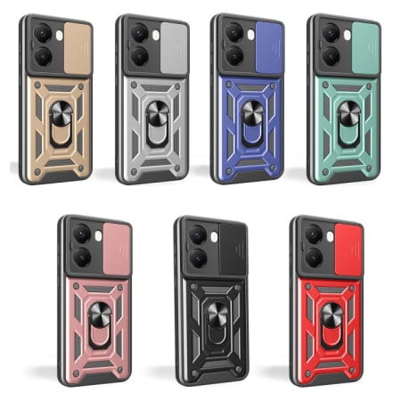 Противоударный чехол Camera Sliding для Xiaomi Poco X7 Pro 5G - красный
