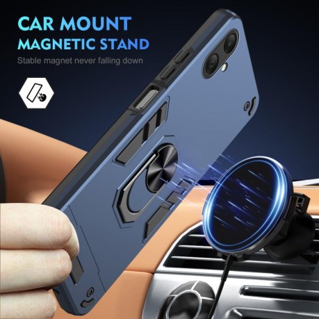 Ударозащитный чехол Metal Ring Holder для Samsung Galaxy A07 4G - синий