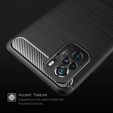 Чехол Brushed Texture Carbon Fiber на Xiaomi Redmi Note 10 / 10S - красный