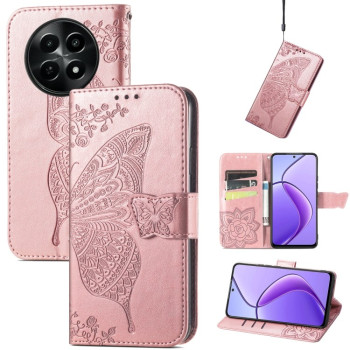 Чехол-книжка Butterfly Love Flower Embossed на  Realme 13 5G/12 5G/12X 5G - розовое золото
