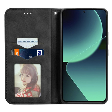 Чехол-книжка Retro Skin Feel Magnetic Flip Leather для Xiaomi 13T / 13T Pro - черный