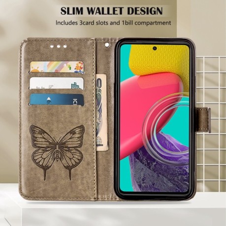 Чехол-книжка Embossed Butterfly для Samsung Galaxy M53 5G - серый