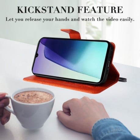 Чохол-книжка Embossed Butterfly для Xiaomi Redmi 14C 4G/Poco C75/Redmi A4 5G - помаранчевий