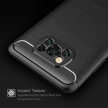 Чохол Brushed Texture Carbon Fiber на Xiaomi Poco X3 / Poco X3 Pro - чорний