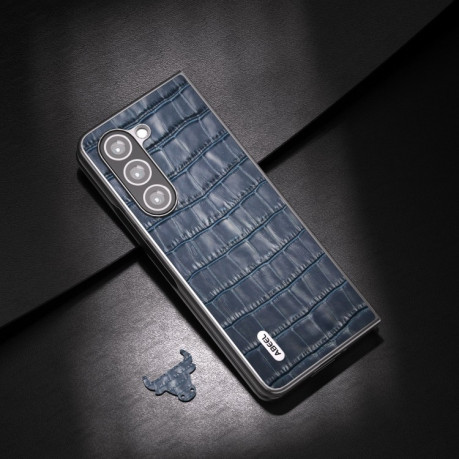 Протиударний чохол ABEEL Crocodile Texture Genuine Leather для Samsung Galaxy Fold 6 - синій