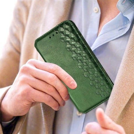 Чохол-книжка Cubic Grid на Xiaomi Mi Note 10 Lite - зелений