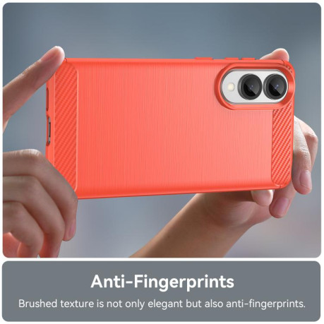 Противоударный чехол Brushed Texture Carbon Fiber на Samsung Galaxy S25 Edge 5G - красный