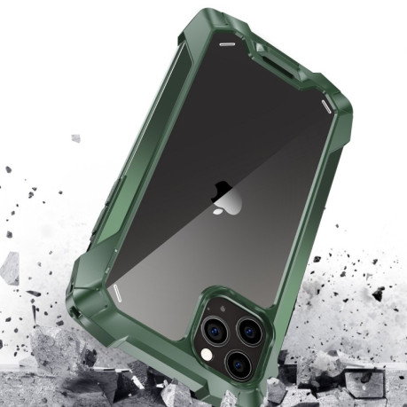 Противоударный чехол R-JUST Metal Airbag для iPhone 12 / 12 Pro - зеленый